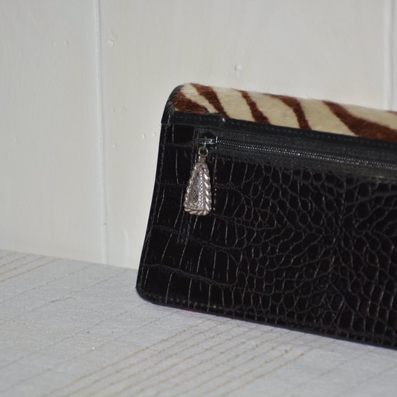 Brighton Black Leather and Cow Fur Wallet - Picture 3 of 5